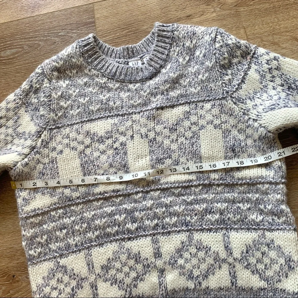 GAP Chunky Fair Isle Crew Neck Sweater Womens Medium Oversized with Alpaca Wool - Picture 5 of 14